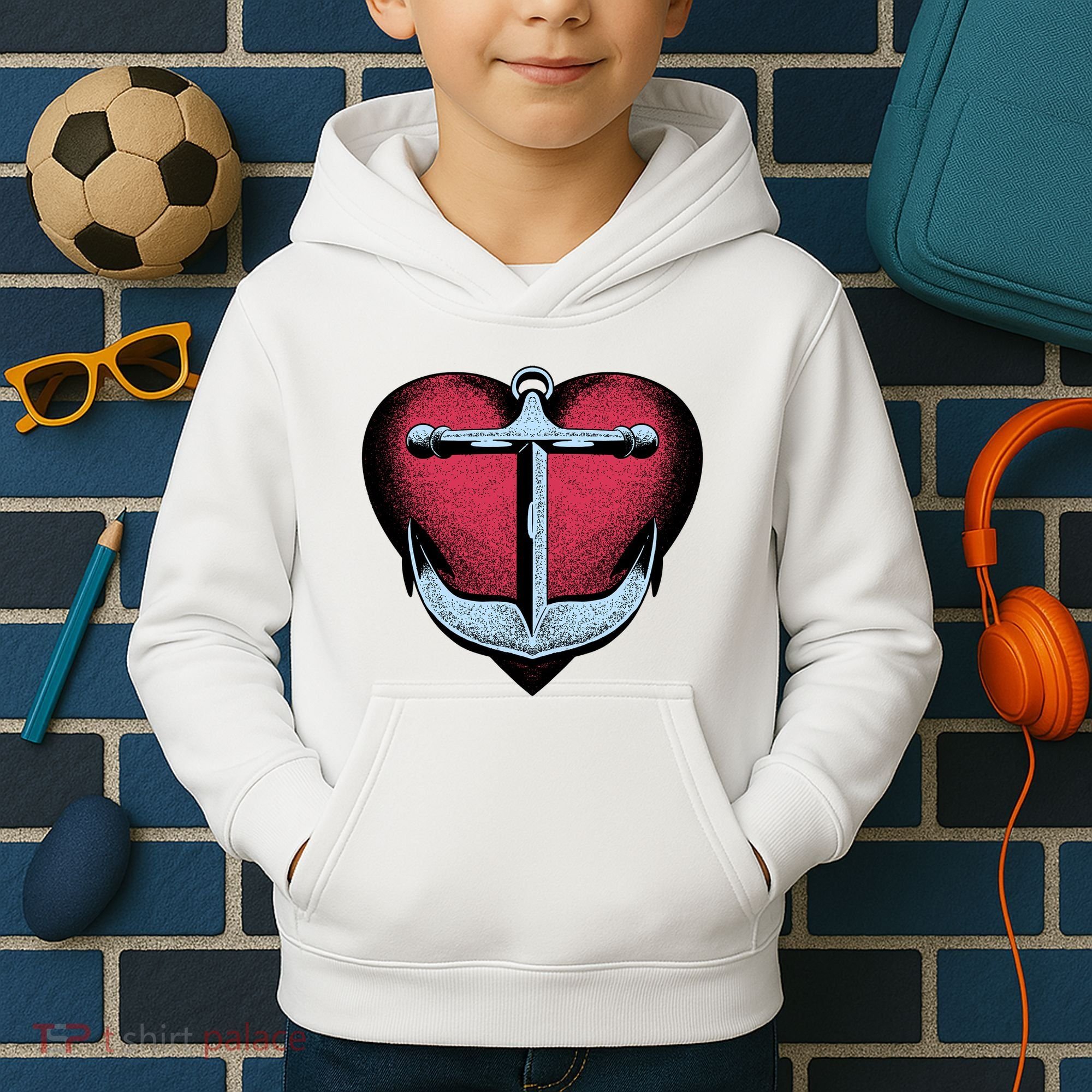 Heart Anchor Cute Gift Kids Hoodie