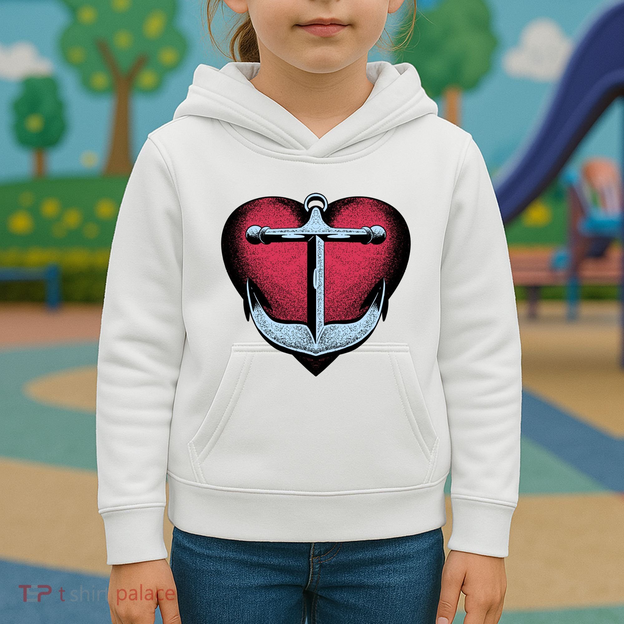 Heart Anchor Cute Gift Kids Hoodie