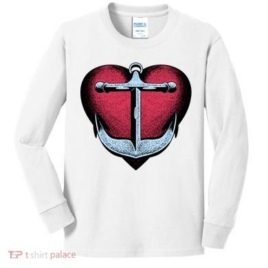 Heart Anchor Cute Gift Kids Long Sleeve Shirt