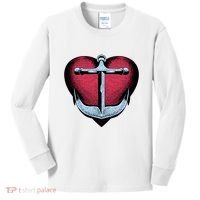 Heart Anchor Cute Gift Kids Long Sleeve Shirt thumb 0