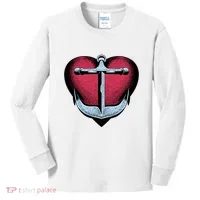 Heart Anchor Cute Gift Kids Long Sleeve Shirt thumb 0