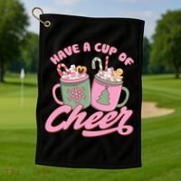Have A Cup Of Cheer Cute Christmas Holiday Golf Towel thumb 1