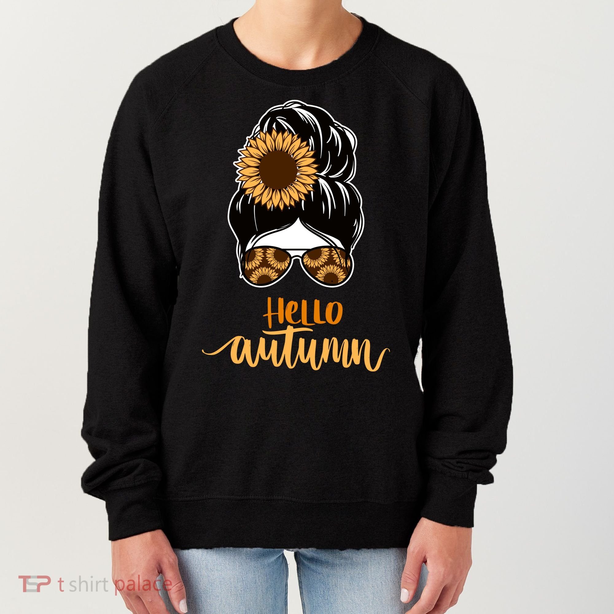 Hello Autumn Cute Bun Fall Floral Women's Sweatshirt