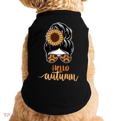 Hello Autumn Cute Bun Fall Floral Doggie Tank