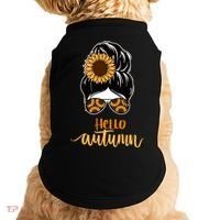 Hello Autumn Cute Bun Fall Floral Doggie Tank thumb 0