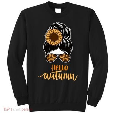 Hello Autumn Cute Bun Fall Floral Sweatshirt