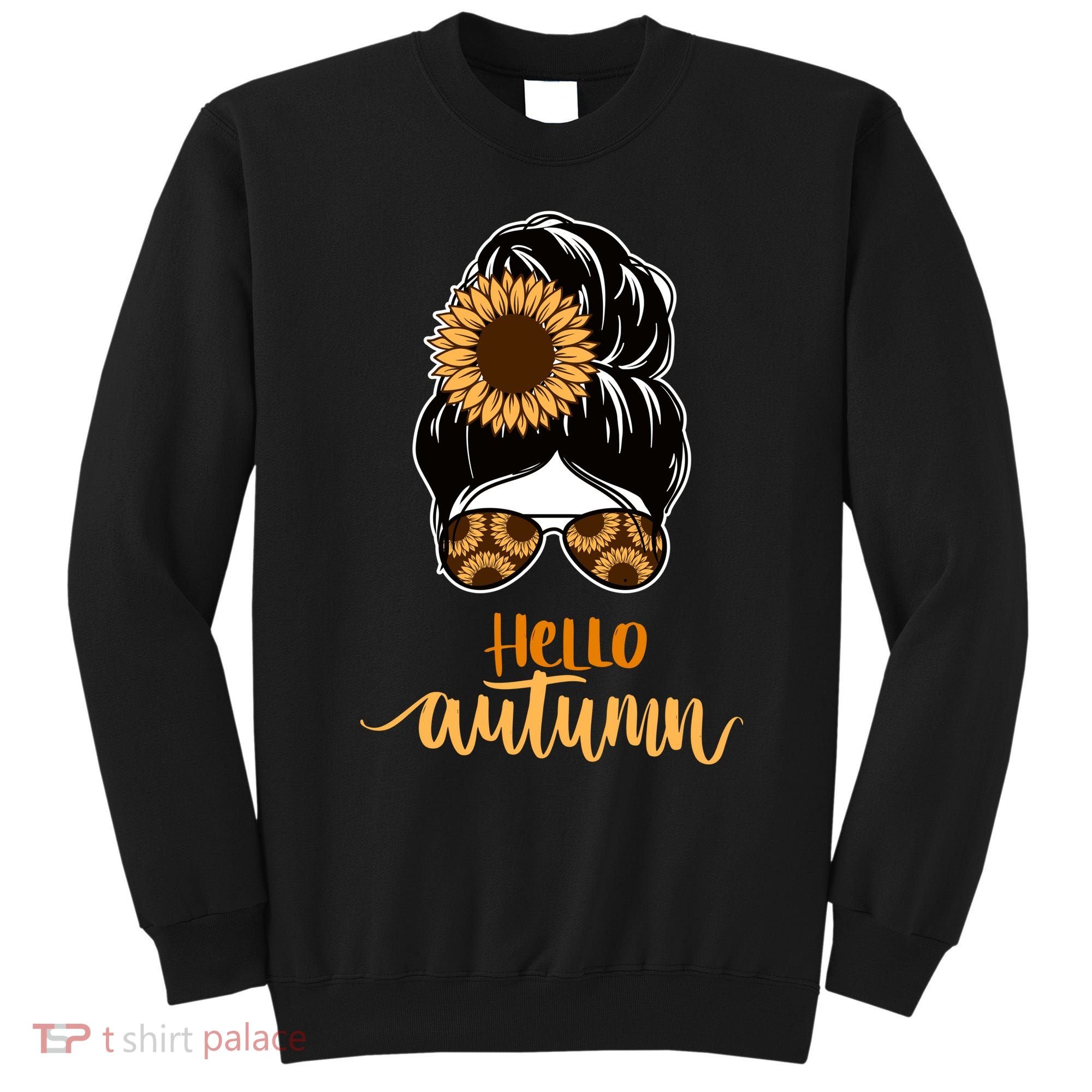 Hello Autumn Cute Bun Fall Floral Sweatshirt