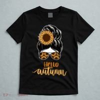 Hello Autumn Cute Bun Fall Floral T-Shirt thumb 5