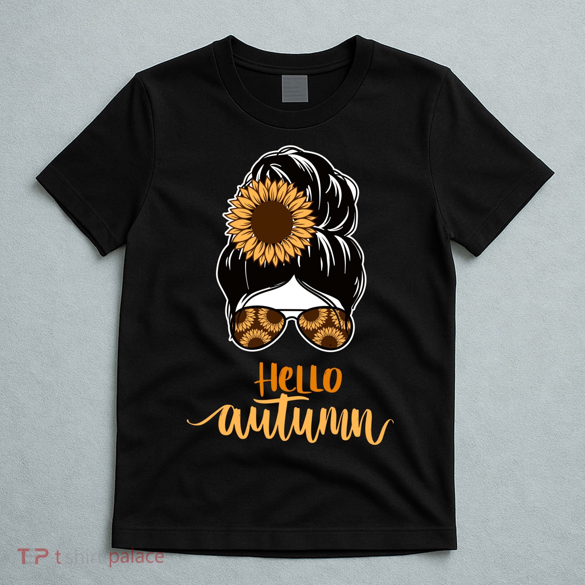 Hello Autumn Cute Bun Fall Floral T-Shirt