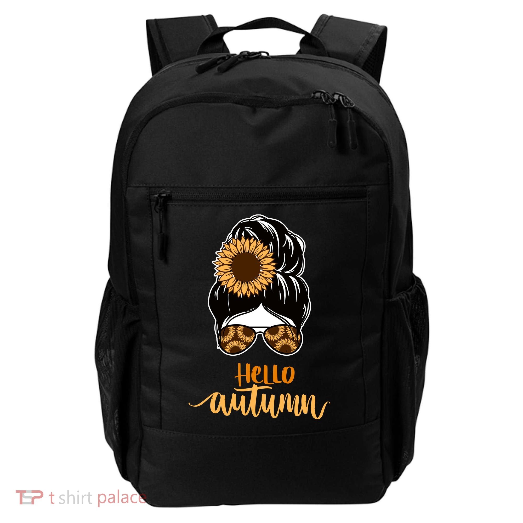Hello Autumn Cute Bun Fall Floral Backpack