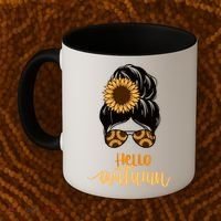 Hello Autumn Cute Bun Fall Floral Coffee Mug thumb 2