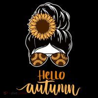 Hello Autumn Cute Bun Fall Floral Ornament thumb 1