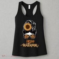 Hello Autumn Cute Bun Fall Floral Women's Tank Top thumb 3