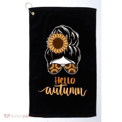 Hello Autumn Cute Bun Fall Floral Golf Towel