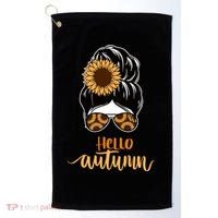 Hello Autumn Cute Bun Fall Floral Golf Towel thumb 0