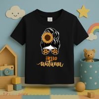 Hello Autumn Cute Bun Fall Floral Toddler T-Shirt thumb 3
