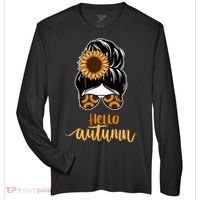 Hello Autumn Cute Bun Fall Floral Zone Performance Long-Sleeve T-Shirt thumb 0