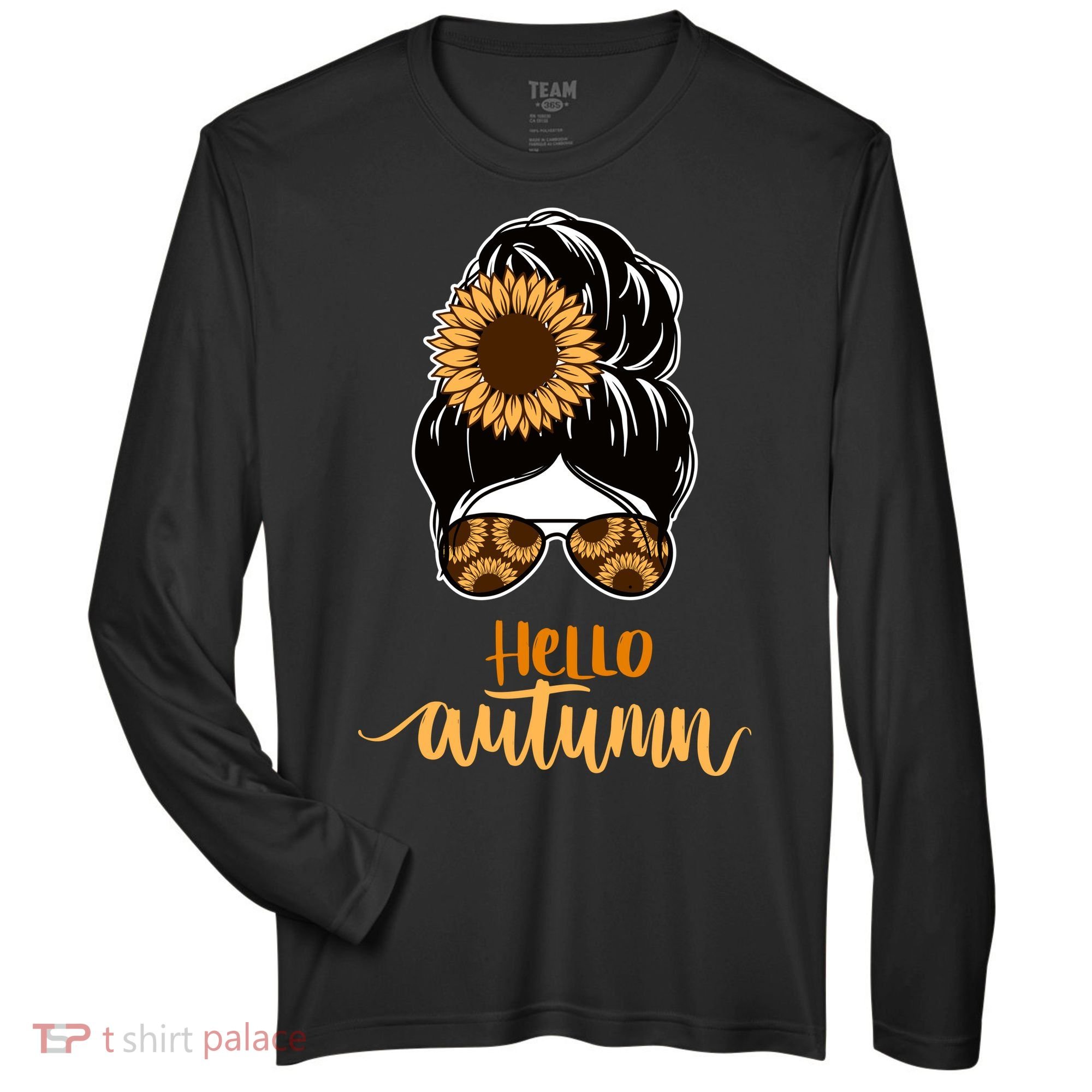 Hello Autumn Cute Bun Fall Floral Zone Performance Long-Sleeve T-Shirt