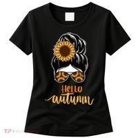 Hello Autumn Cute Bun Fall Floral Women's T-Shirt thumb 0