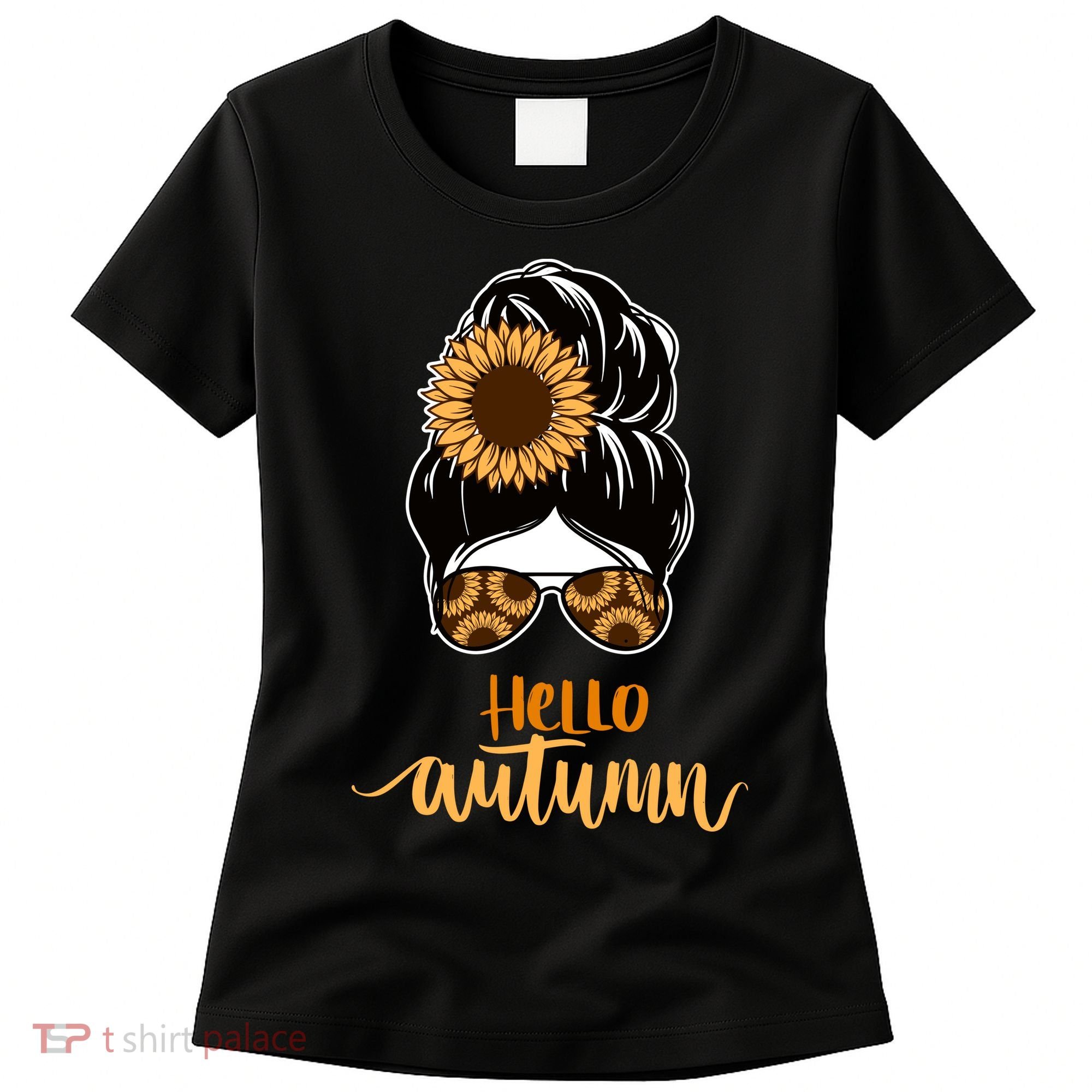 Hello Autumn Cute Bun Fall Floral Women's T-Shirt