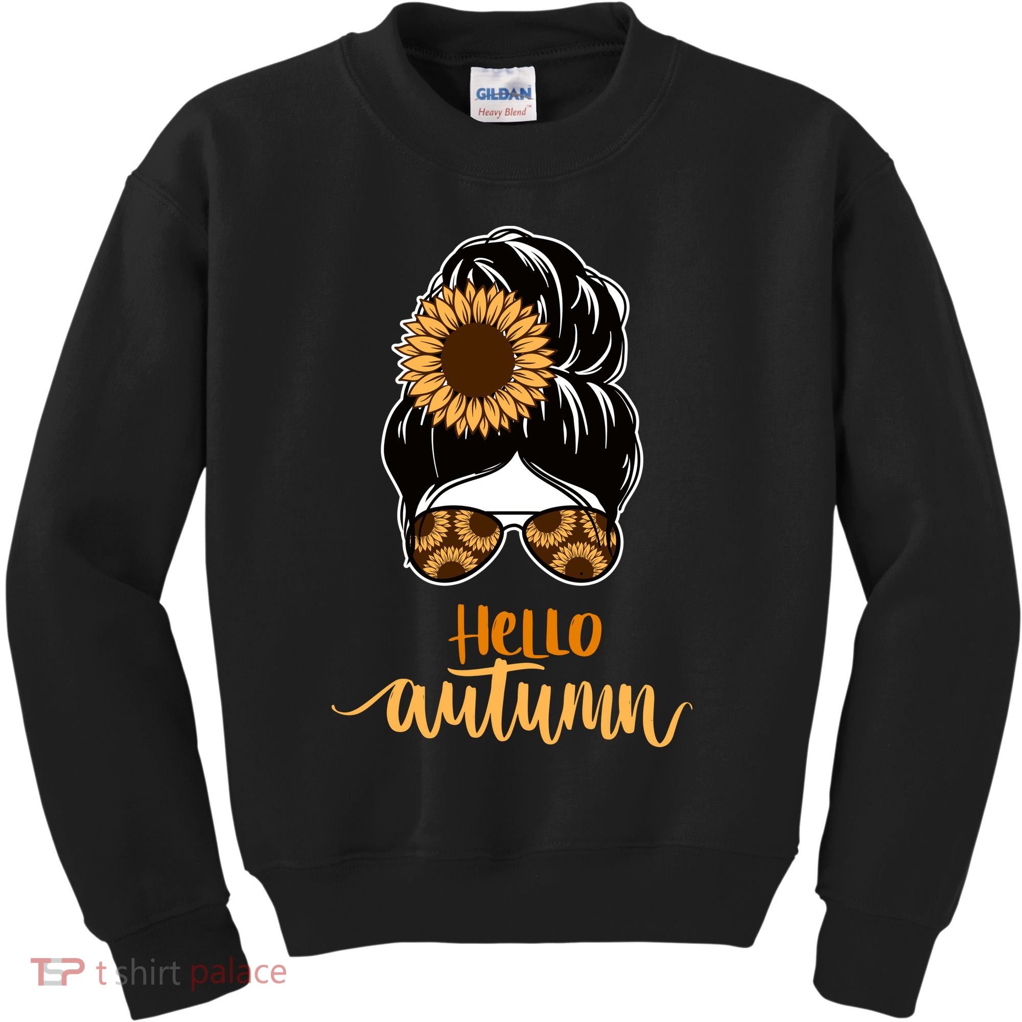 Hello Autumn Cute Bun Fall Floral Kids Sweatshirt