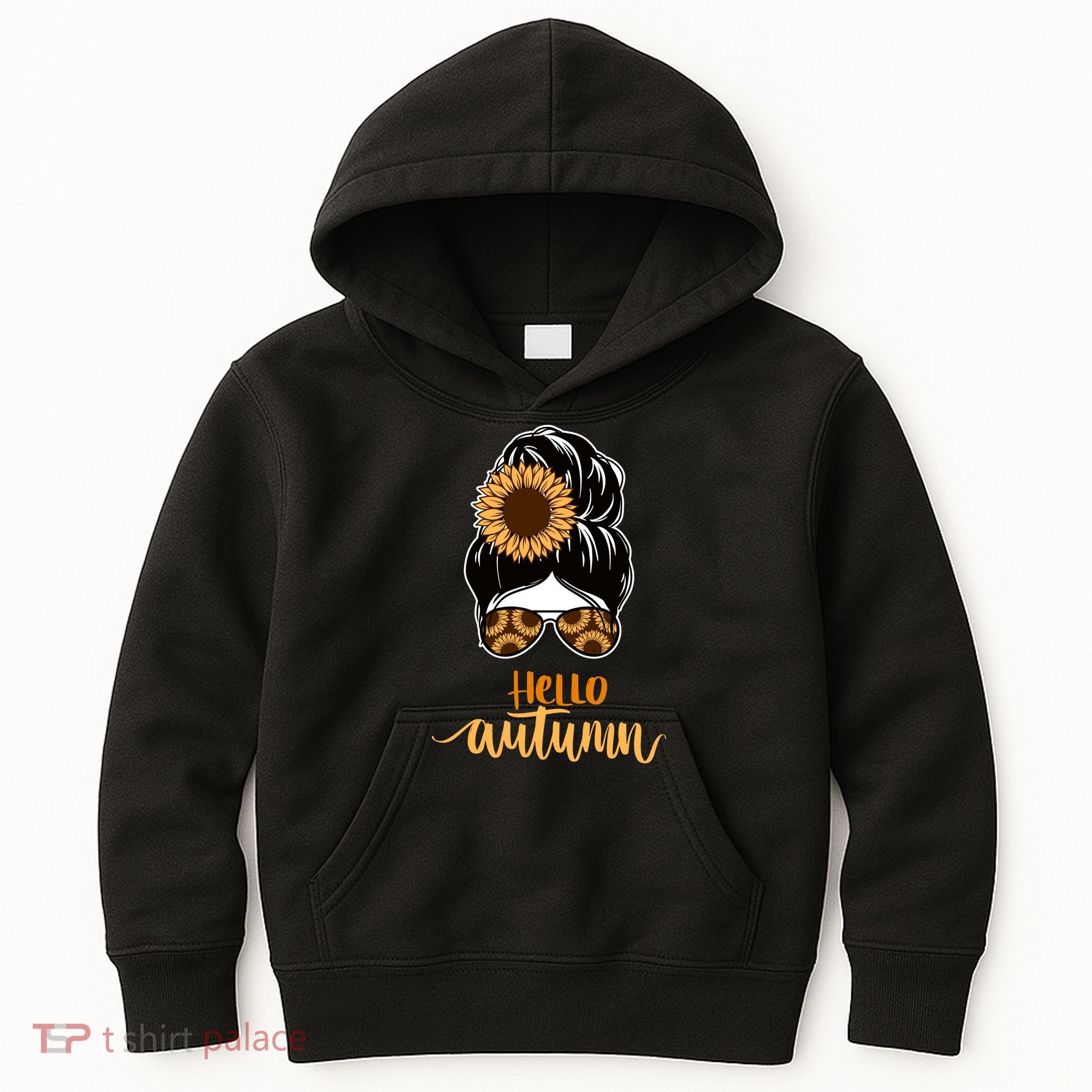 Hello Autumn Cute Bun Fall Floral Kids Hoodie