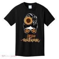 Hello Autumn Cute Bun Fall Floral Kids T-Shirt thumb 0