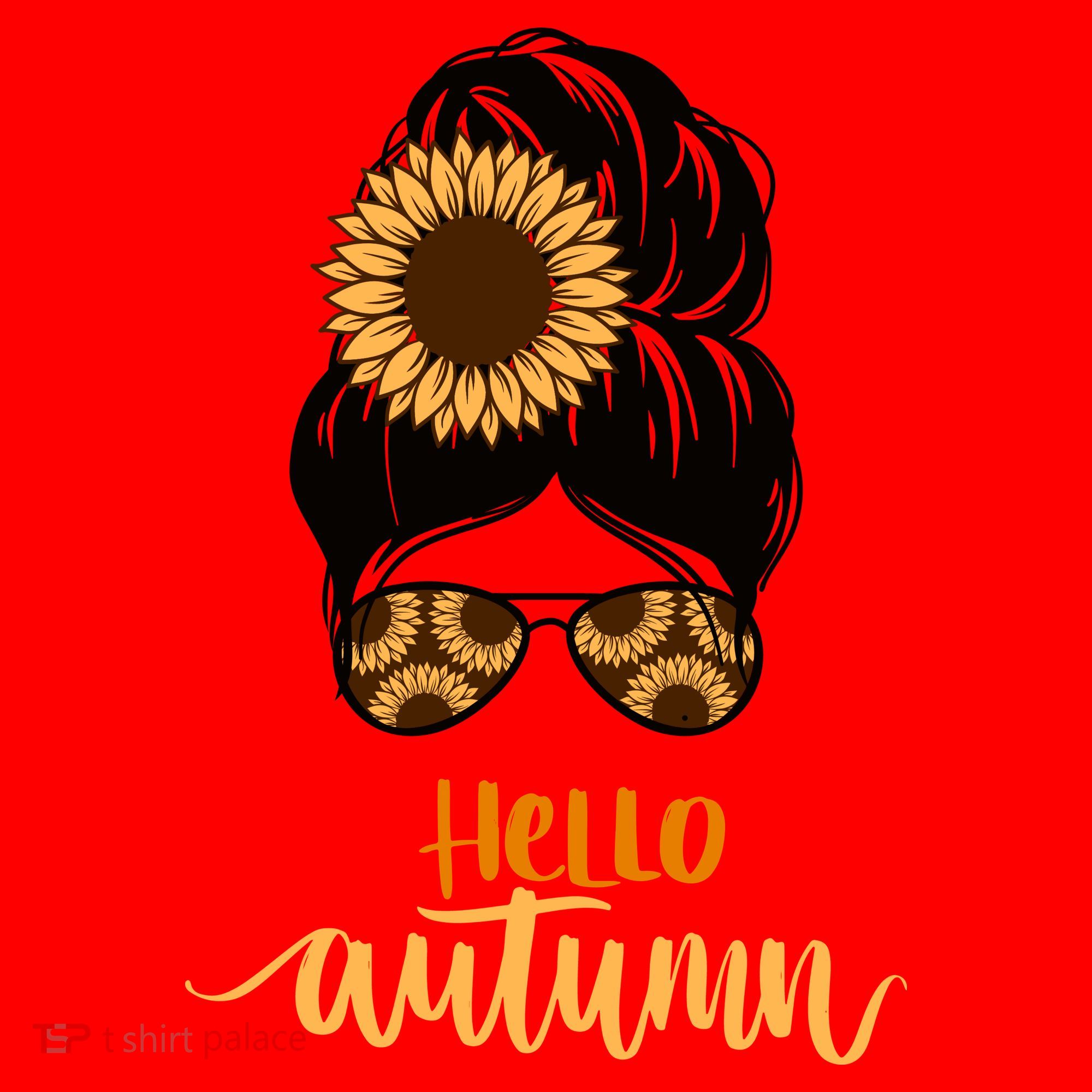 Hello Autumn Cute Bun Fall Floral Santa Hat