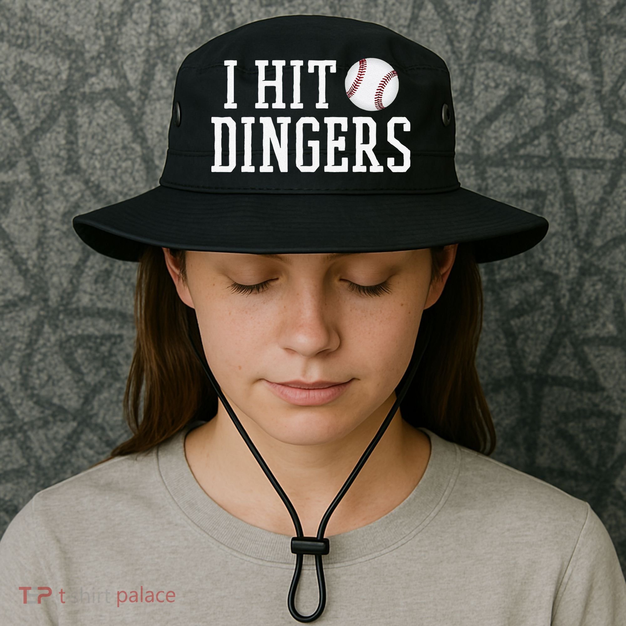 Hit a Dinger Funny Baseball Player Home Run Fun Bucket Hat