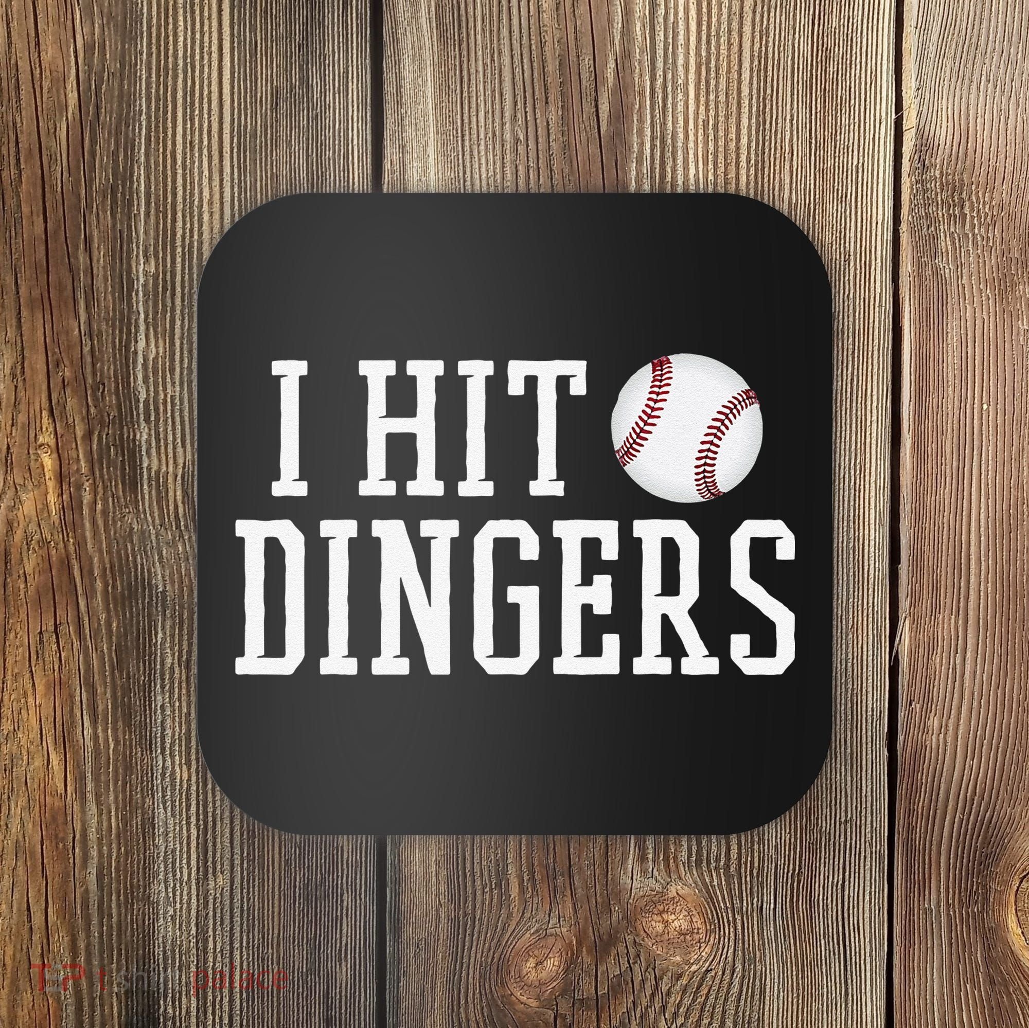 Hit a Dinger Funny Baseball Player Home Run Fun Coaster