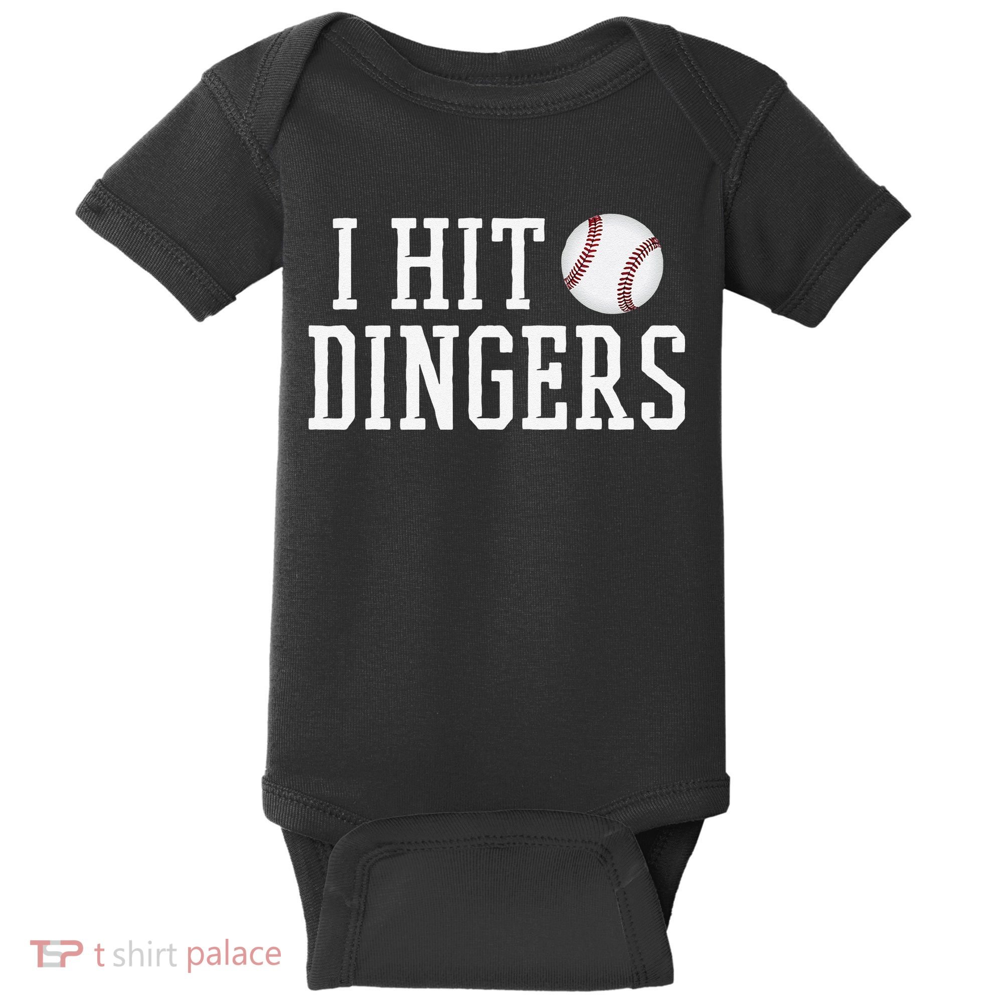 Hit a Dinger Funny Baseball Player Home Run Fun Baby Bodysuit