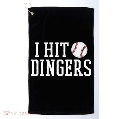 Hit a Dinger Funny Baseball Player Home Run Fun Golf Towel