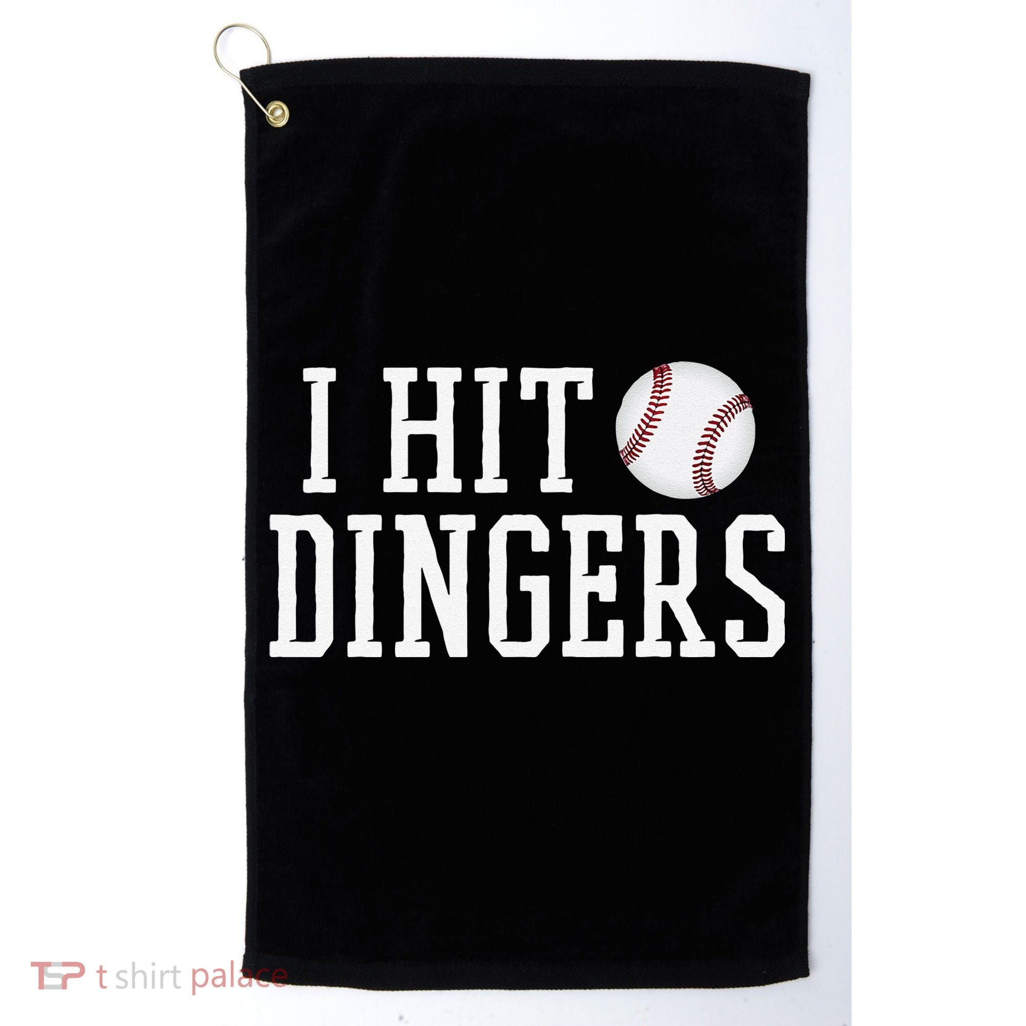 Hit a Dinger Funny Baseball Player Home Run Fun Golf Towel