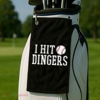 Hit a Dinger Funny Baseball Player Home Run Fun Golf Towel thumb 2
