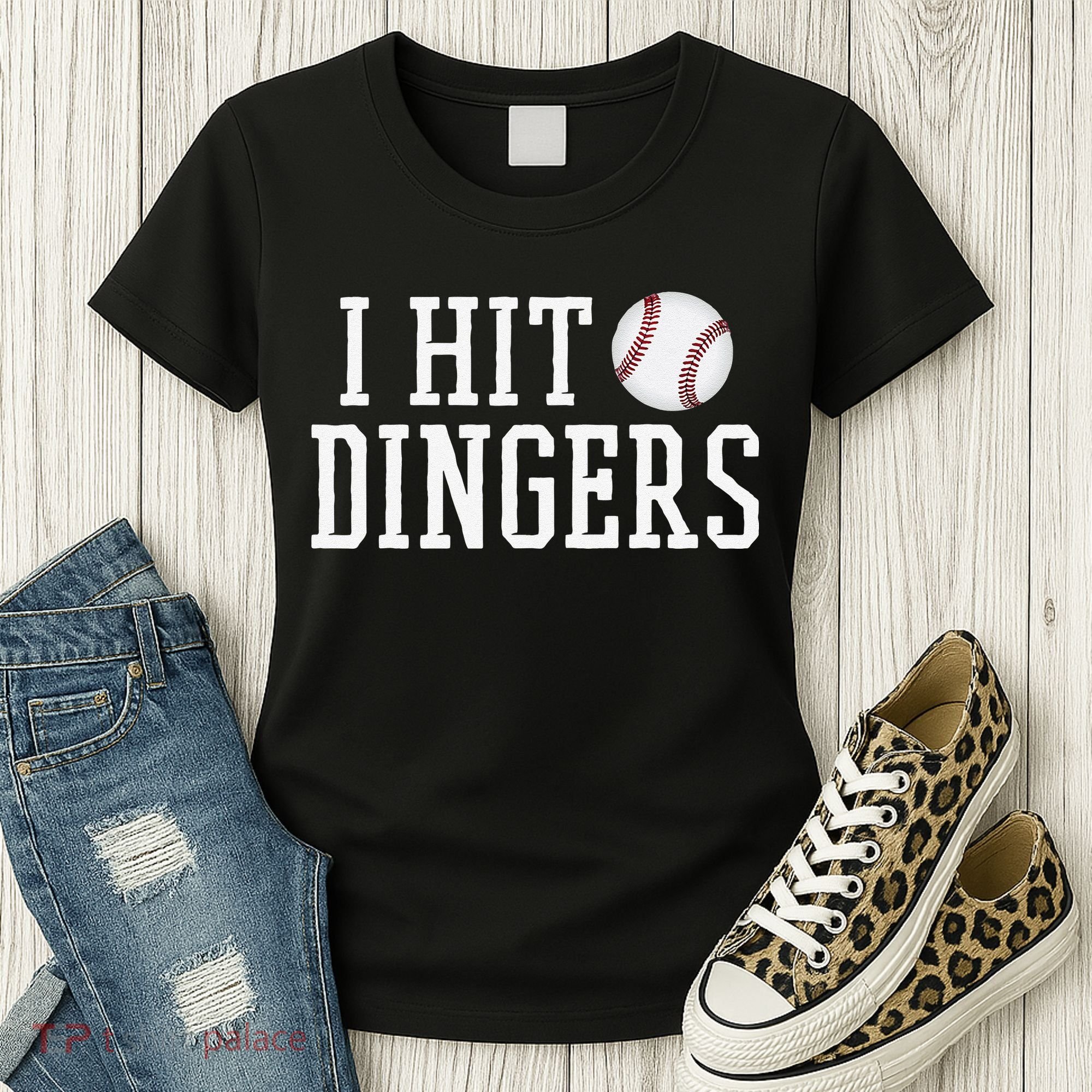 Hit a Dinger Funny Baseball Player Home Run Fun Women's T-Shirt