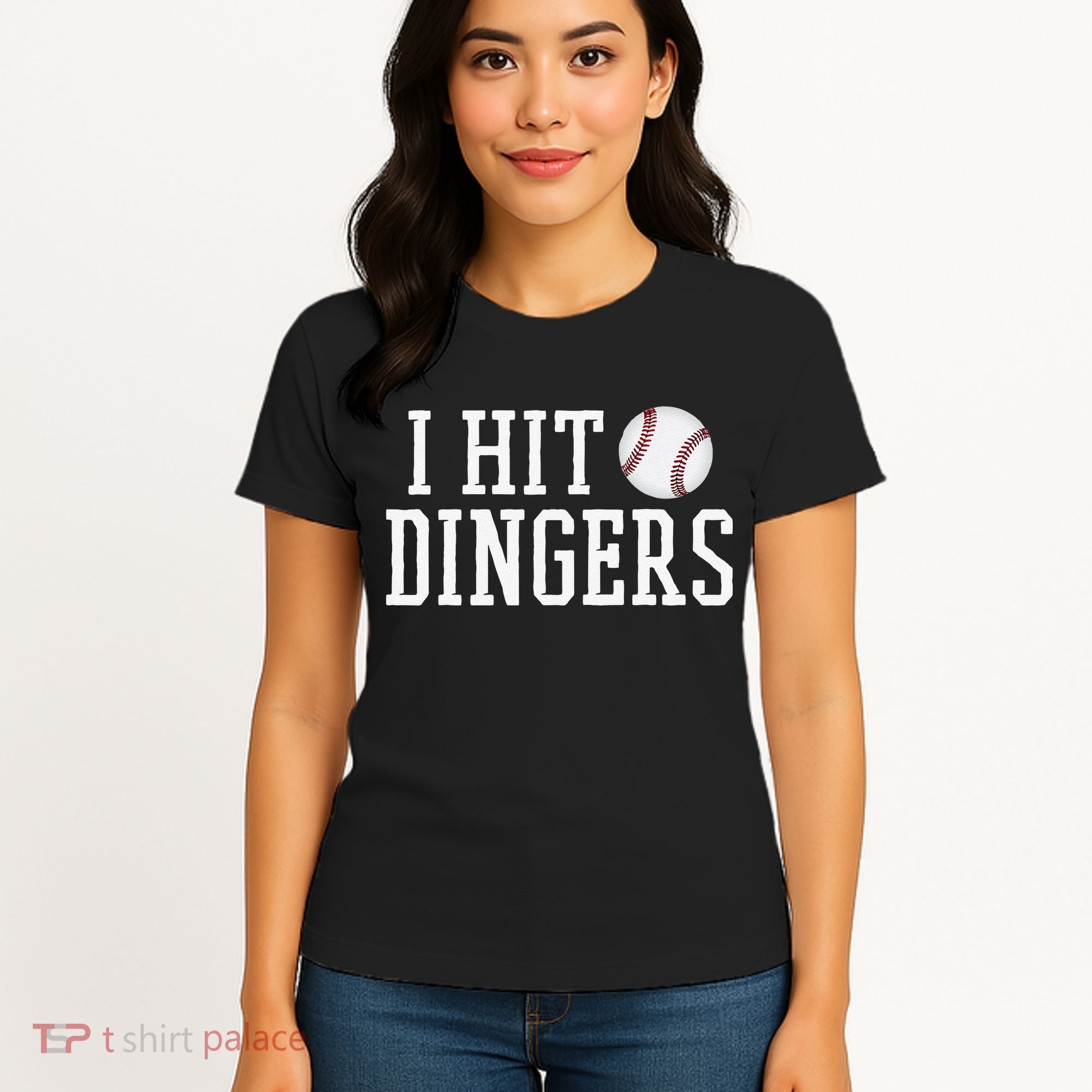 Hit a Dinger Funny Baseball Player Home Run Fun Women's T-Shirt