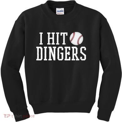 Hit a Dinger Funny Baseball Player Home Run Fun Kids Sweatshirt