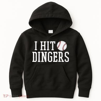 Hit a Dinger Funny Baseball Player Home Run Fun Kids Hoodie