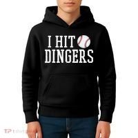 Hit a Dinger Funny Baseball Player Home Run Fun Kids Hoodie thumb 4