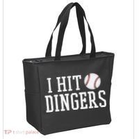 Hit a Dinger Funny Baseball Player Home Run Fun Tote Bag thumb 2
