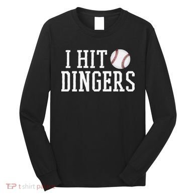 Hit a Dinger Funny Baseball Player Home Run Fun Long Sleeve Shirt