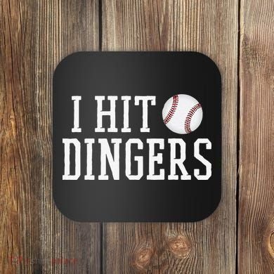 Hit a Dinger Funny Baseball Player Home Run Fun Coaster