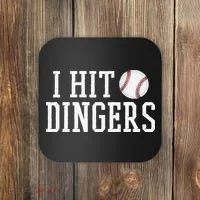Hit a Dinger Funny Baseball Player Home Run Fun Coaster thumb 0