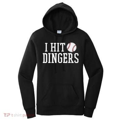 Hit a Dinger Funny Baseball Player Home Run Fun Women's Hoodie