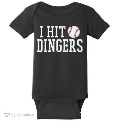 Hit a Dinger Funny Baseball Player Home Run Fun Baby Bodysuit