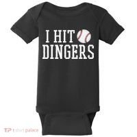 Hit a Dinger Funny Baseball Player Home Run Fun Baby Bodysuit thumb 0