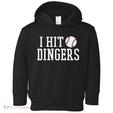 Hit a Dinger Funny Baseball Player Home Run Fun Toddler Hoodie