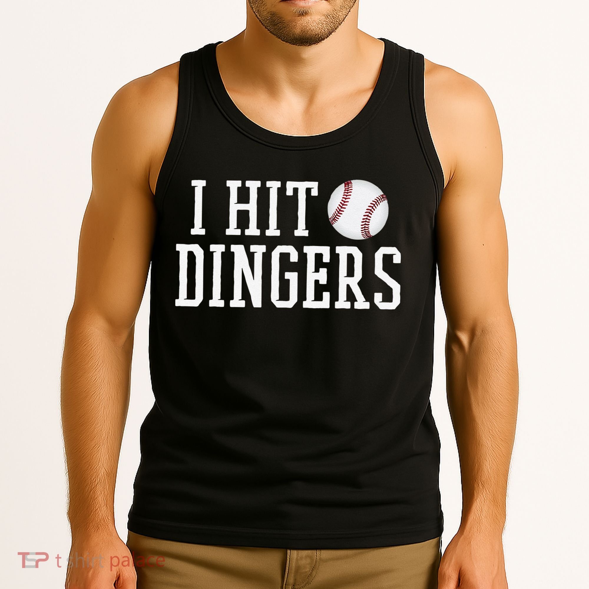 Hit a Dinger Funny Baseball Player Home Run Fun Tank Top