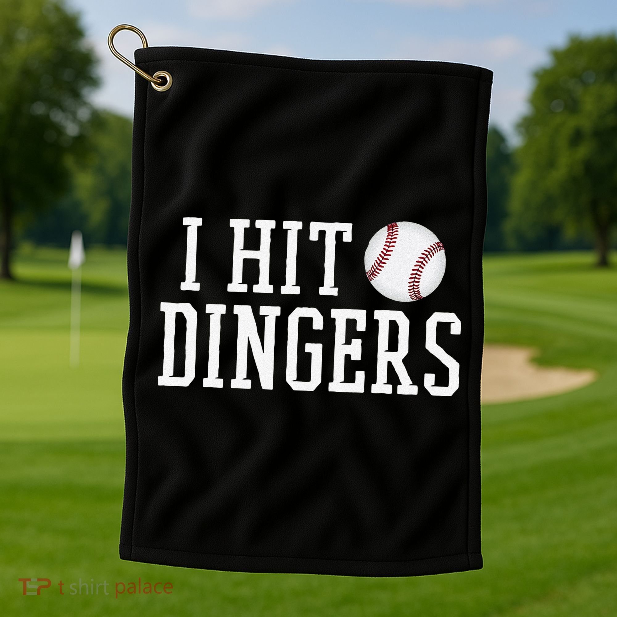 Hit a Dinger Funny Baseball Player Home Run Fun Golf Towel