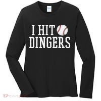Hit a Dinger Funny Baseball Player Home Run Fun Women's Long Sleeve Shirt thumb 0